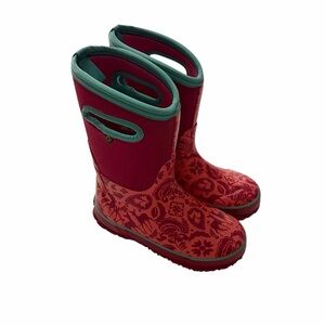 Bogs Kids' Red and Green Patterned Boots